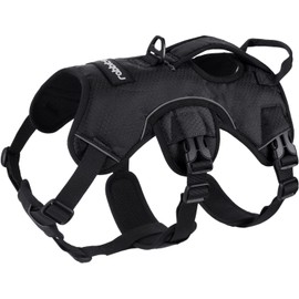 rabbitgoo Escape-Proof Dog Harness Medium with Large Handle, Anti-Pull Reflective Working Service Dog Harness, Breathable Pets Vest, Adjustable Lift Support Body Harness Large Dogs Outdoor, M, Black