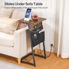 HOOBRO C-Shaped End Table with Charging Station, Slide Under Couch