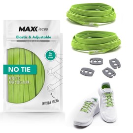 Maxx laces, Flat Elastic Shoelaces with Adjustable Tension, in Various Colours, Non-tie shoelaces, Comfortable Shoe Ties, Easy to Use, Fits Any Shoe, green