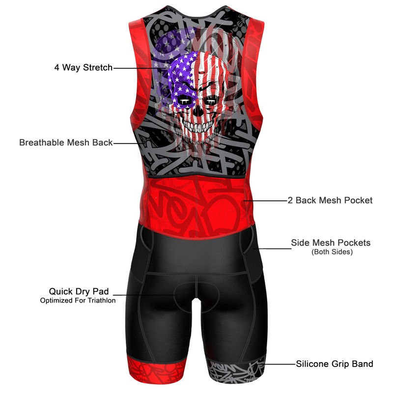 Wixen Men’s Triathlon Suit –Breathable & Padded Tri Suit for