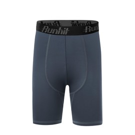 Runhit 3 Pack Youth Boys' Compression Shorts,Boys Performance Athletic Base Layers Underwear Sports Shorts Black+White+Gray M