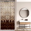 BIYSUC Ombre Brown Marble Shower Curtain Abstract Geometric Grid Cubic