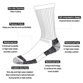 Heatuff Mens Crew Socks Moisture Wicking Max Cushion Athletic Work Socks for men 6 Pairs