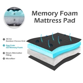 Hansleep Memory Foam King Mattress Topper, King Mattress Pad Cover with Deep Pocket, Breathable Pillow Top Mattress Topper King with Gel Foam, 78x80 Inches, Charcoal
