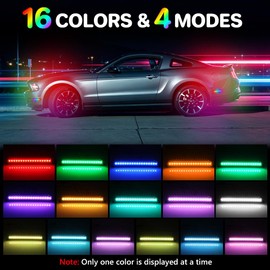 ATROVI RGB LED Side Marker Lights Compatible with Fo-rd Mus-tang 2010 2011 2012 2013 2014, Front Rear Fender Bumper, 16 Color 4 Modes RGB Side Marker Lamps Smoked Lens with 24-Key Remote, 4PCS