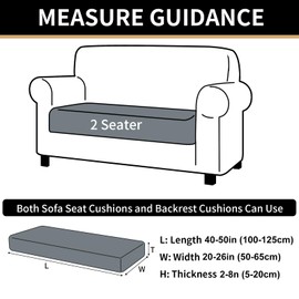 HEYOMART Sofa Seat Cushion Covers, 1-Piece Sofa Cushion Cover Protection, Jacquard Knitted Stretch Couch Cushion Covers Replacement for Individual Cushion (2 Seater, Dark Grey)