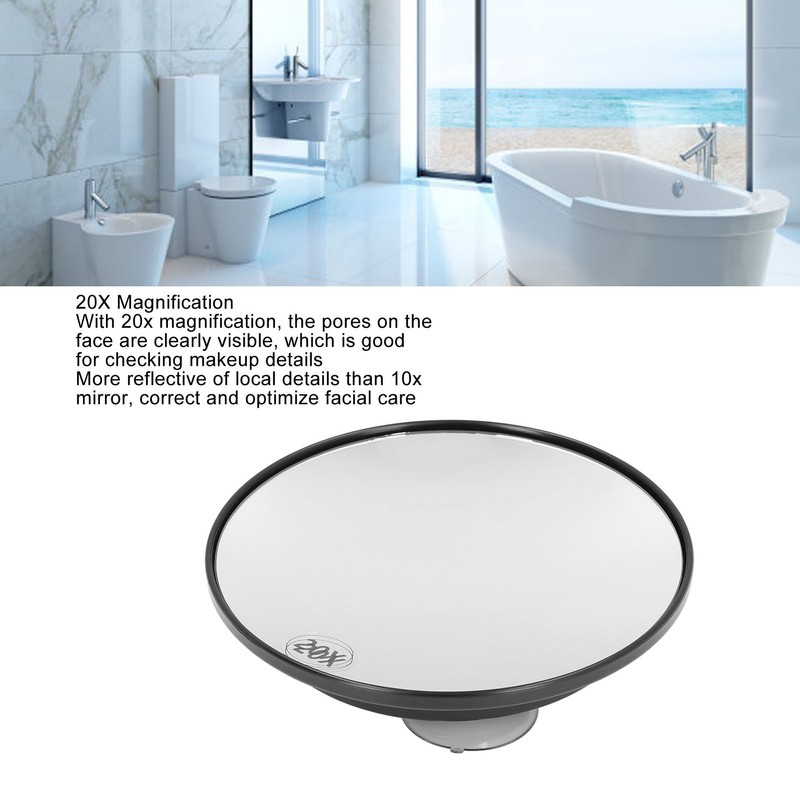 20X Magnifying Mirror with 3 Suction Cups Space Saving Portable