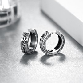 Sbzxbt Viking Hoop Earrings 925 Sterling Silver Viking Earrings Men Vintage Hoop Earrings for Men Women Viking Gifts, Sterling Silver, No Gemstone