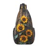 Mqtzyiwx Sunflowers On Wooden Board Sling Backpack Hiking Backpack Crossbody
