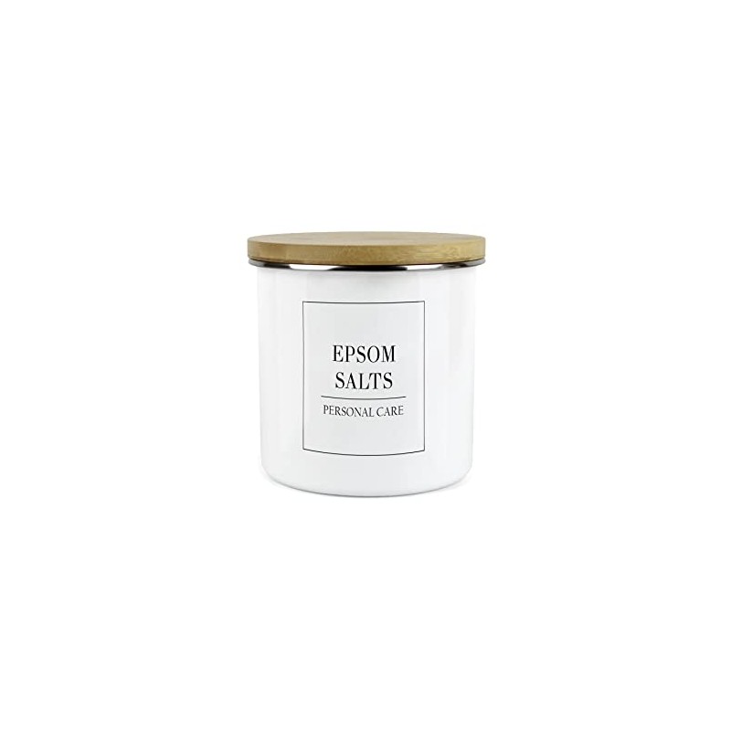 Minimalist Range Epsom Salts Storage Canister - White Metal Enamel