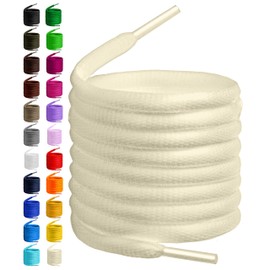 BIRCH's Oval Shoelaces 27 Colors Half Round 1/4" Shoe Laces 4 Different Lengths (45.5" (115cm) - L, Ivory)