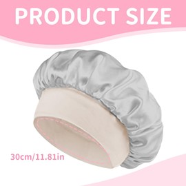 YAPKOLV Satinhaube Haarhaube zum Schlafen Wendbare Doppellagige Haarhauben Mit Satinfutter Weiche Elastische Seiden Schlafhaube für Frauen Mädchen Lockiges Naturhaar (grau)