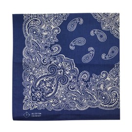 kakatrend Bandana, Paisley, 100% Cotton, Triangular Width, Adult, Fashionable, Handkerchief, Cotton, Bundle, Unisex, Large Size, Men's 21.7 x 21.7 inches (55 x 55 cm), navy