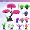 Ameliade Aquarium Artificial Plastic Plants Decoration, Pink Cherry Blossom Tree