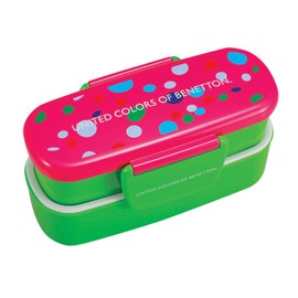 パール金属 ベネトン スリム 2段 弁当箱 ドット・グリーン MA-5308