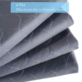 HUNAIGEE Waterproof Chair Pads for Incontinence Absorbent Seat Protector Pads Chuck Pads Washable for Wheelchairs Recliners Men Women Adults Pets 21x22cm 4 Pcs Grey
