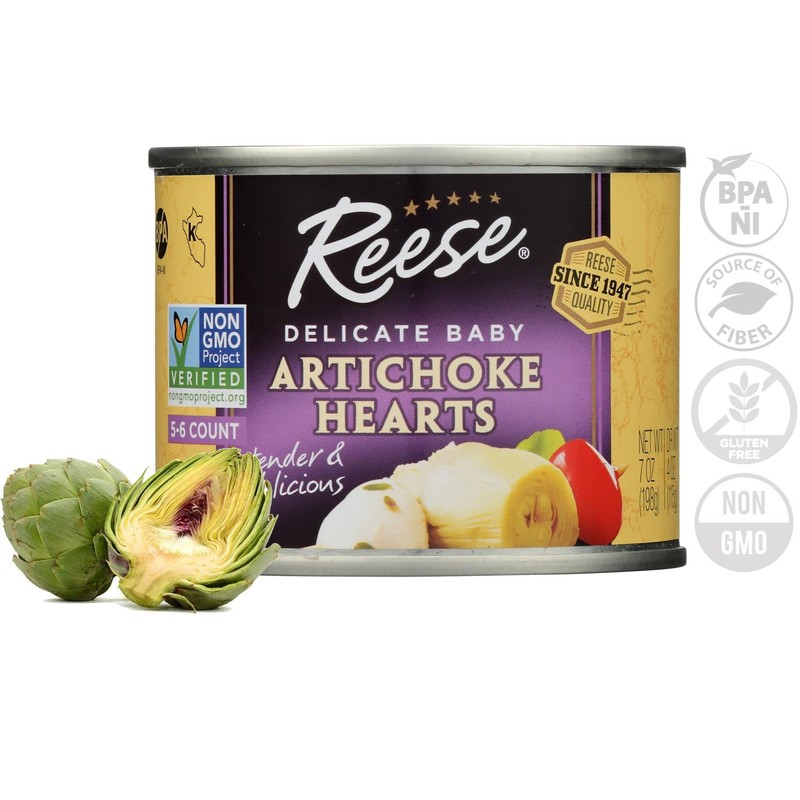 Reese Delicate Baby Artichoke Hearts Non GMO, 7 Ounce (Pack