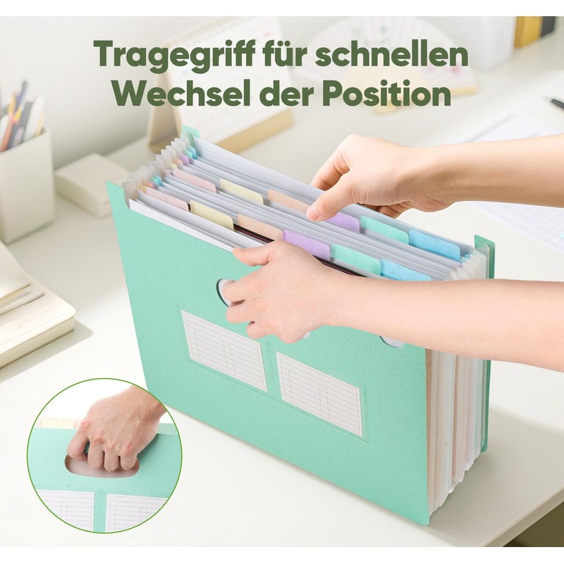 Wheat Straw Document Folder A4, ElitVita Expanding Folder with 12