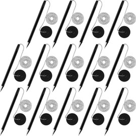 Secure Pen with Adhesive Chain and Security Pen Holder for Home Office Supplies, Black Ink(14 Pieces)