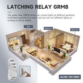 GRM8-02 Electronic Latching Relay, IGEYAPA 16amp Memory Relay Multi-Point Control Impulse Relays 2SPDT Wide Range Voltage AC/DC12V-240V Din Rail Mounted (GRM8-02,AC/DC12V~240V)