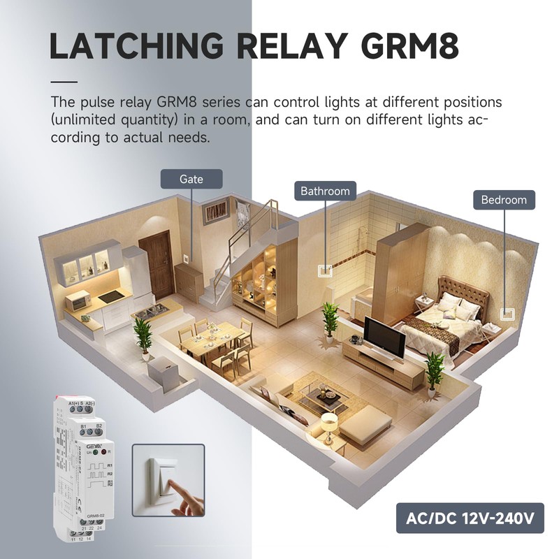 GRM8-02 Electronic Latching Relay, IGEYAPA 16amp Memory Relay Multi-Point Control