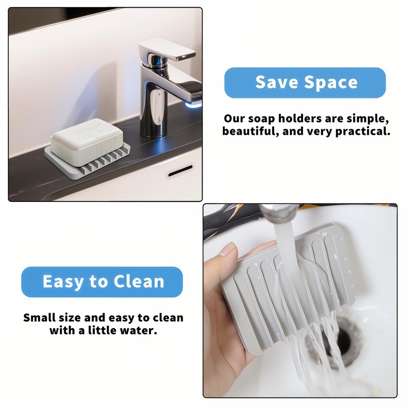 Eduftis 2Pcs Self Draining Soap Dishes, Soap Dish for Bathroom