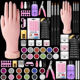 Practice Hand for Acrylic Nails Kit: Fake Hand for Nail Extensions Caving - Flexible Nail Mannequin Hand for Beginners Salon Home