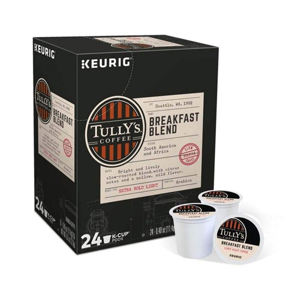 Keurig cápsulas de café K-Cups 16/18/22/24 cápsulas de todas las marcas/sabores (24 cápsulas Tully's – mezcla de desayuno extra negra)