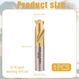 Spot Weld Drill Bit, Titanium Coated High Speed Steel Cobalt Spot Weld Cutter Welding Remover Removal Chisel Tool Welder Accessories 8mm 5/16 Inch