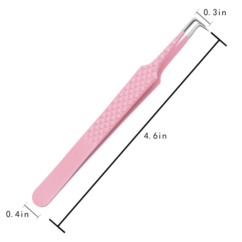 EYAKEG 90 Degree Lash Tweezers for Eyelash Extensions, Precision Fiber