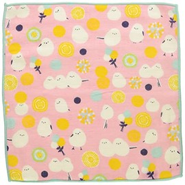 Prairie Dog +ima Handkerchief from Imabari, Pom Pom Mom and Shimaenaga Made in Japan, Organic Cotton, Gentle Colors, Towel Handkerchief, Size: Approx. 9.4 x 9.4 inches (24 x 24 cm)
