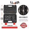LLNEDL Impact Socket Set 3/8 Drive,95Pcs Deep&Shallow Socket Wrench Set,6