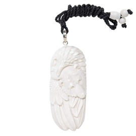 81stgeneration Women's Men's 925 Sterling Silver Hand Carved Bone Bear and Eagle Pendant Necklace
