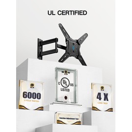 Pipishell Pipishell Full Motion TV Wall Mount for 26-60 inch Flat or Curved TVs up to 77 lbs, TV Bracket Wall Mount with Articulating Arms, Extension, Tilt, Swivel, Leveling, Max VESA 400x400mm, PIMF7