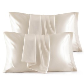 Bedsure Bedsure King Size Satin Pillowcase Set of 4 - Beige Silky Pillow Cases for Hair and Skin 20x36 Inches, Pillow Covers with Envelope Closure, Similar to Silk Pillow Cases, Gifts for Women Men