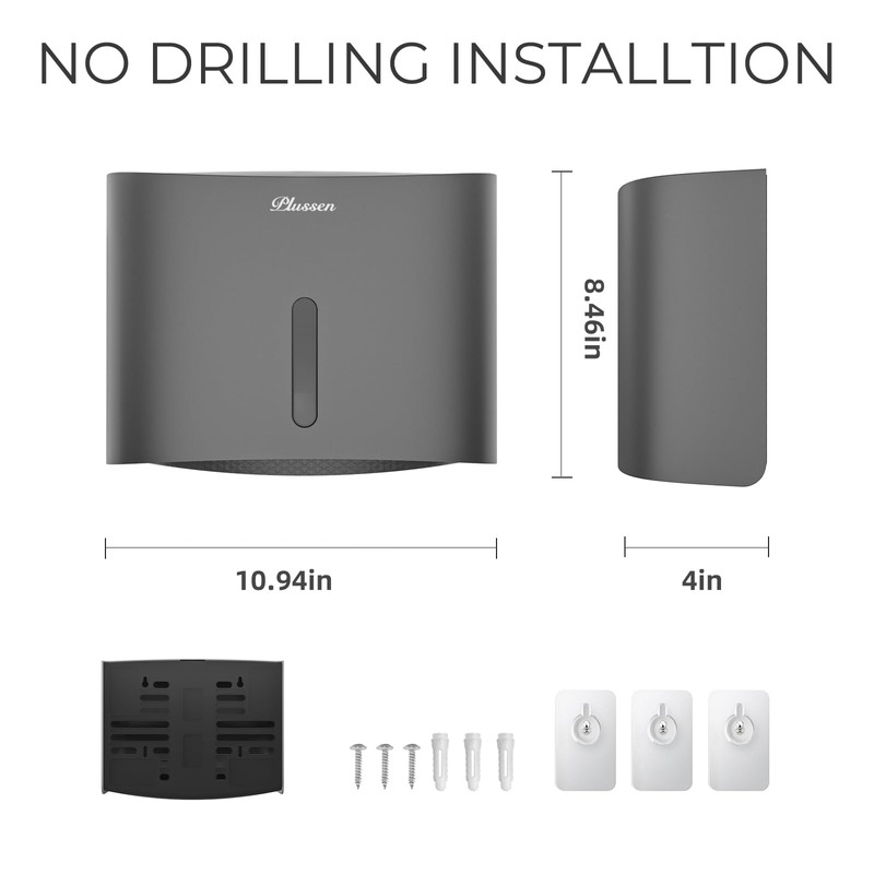PLUSSEN Paper Towel Dispenser Wall Mount, Adhesive No Drilling Multifold