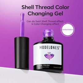 modelones Gel Nail Polish, 15 ML Pearl Gel Polish Color Changing Temperature Color Changing Mood Pearlescent Purple Pink Swirl Thread Texture Soak off UV Cured Gel Polish Salon Manicure Art