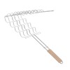 Corn Grilling Basket Stainless Steel Beech Wood Handle Even Heat