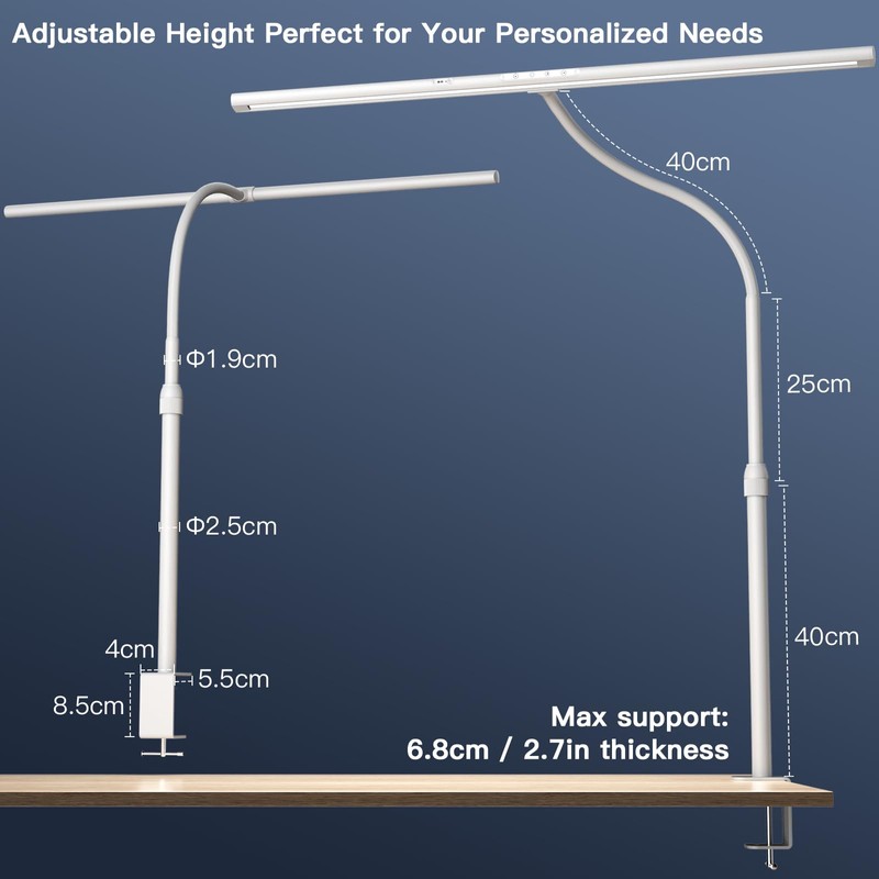 EYOCEAN Desk Lamp, 31.5" Desk Light for Home Office, Brightest