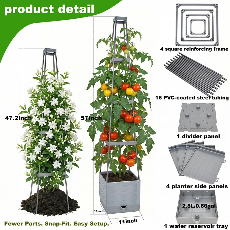 ENNUFO Tomato Planter with Trellis 57", 2-Pack Self Watering Raised
