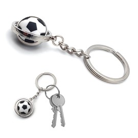 Leddy Living Key Fob Pocket Size Football Series A La Liga, League, Bundesliga, League, League, League, 1 with Key Ring, Accessory for Men and Women, Gift Idea, Grey, One Size, gray