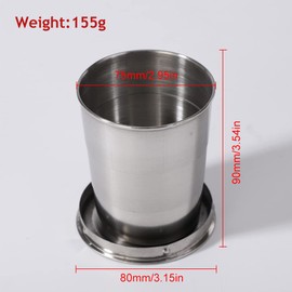 Stainless Steel Drinking Cup, Foldable Stainless Steel Travel Cup, Folding Cup, Camping Cup, Portable Folding Cup, for Outdoor Activities and Daily Use, 250 ml