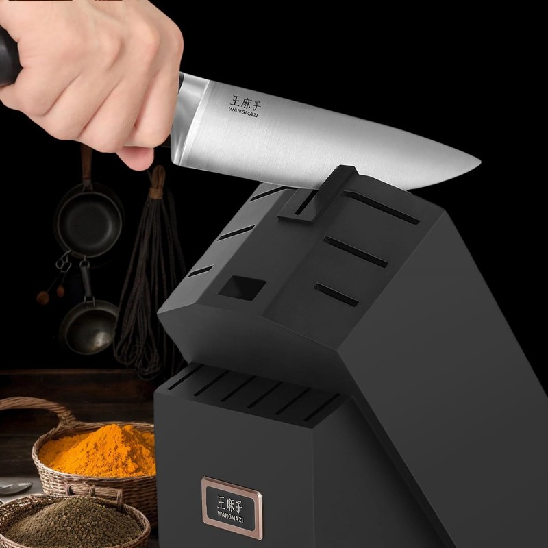 WANGMAZI 15 Pcs Knife Block Set, Knife Sets for Kitchen