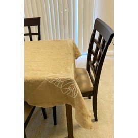 AAYU Table Topper Jute Burlap Overlay Squares White Butterfly Table-Cloth 50" Square | 10 oz | 50 x 50 inch | Non- Fraying | Natural, Eco-Friendly Fabric Jute Product