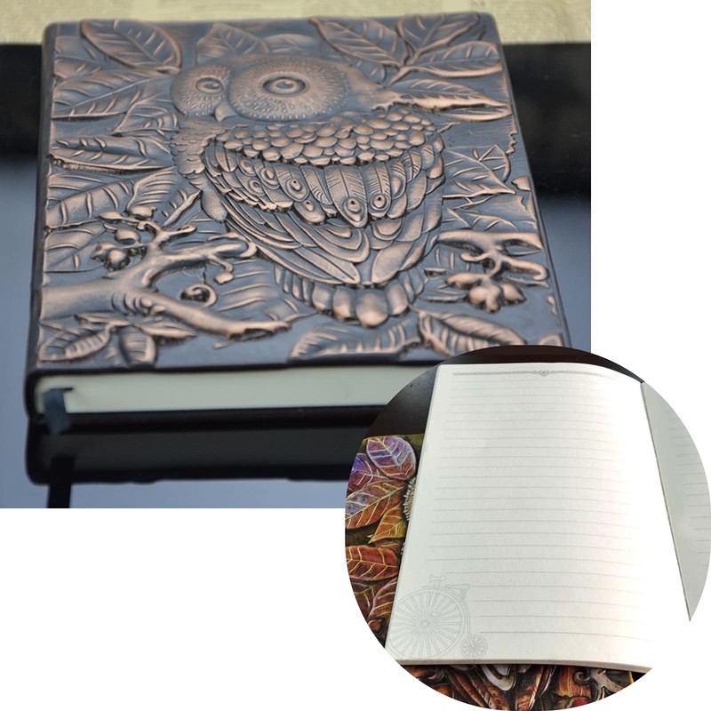 Copeflap Antique Notebook, a5, Owl Journal, Spell Book, Spell Book-style
