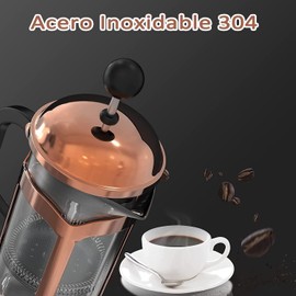 Cafetera Francesa de Acero Inoxidable,1000 ML Cafetera de émbolo para café y té Cafetera de Prensa Francesa para Hacer Café y Té,Prensa Francesa 1