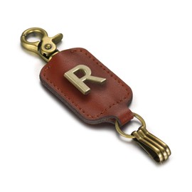 XGALBLA Initial Letter Keychain Brown Leather Alphabet llaveros Personalizados Keychain with Easy Clasp, Key Car Key Bag Key Ring for Women Mens(R)