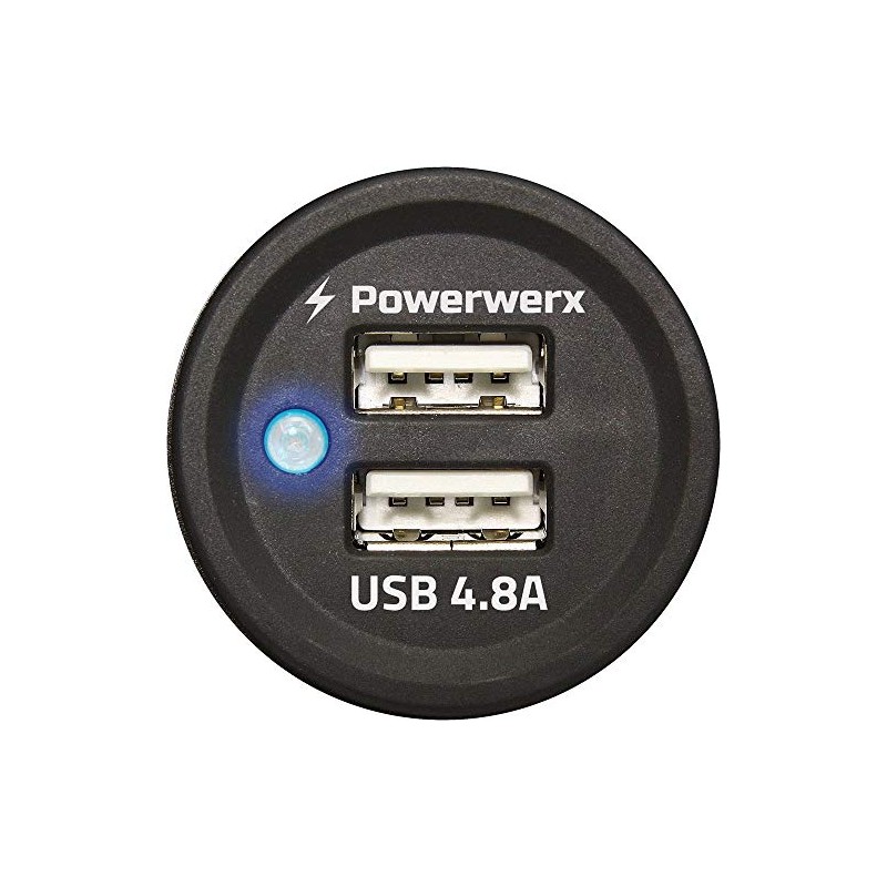 Powerwerx PanelUSB-Plus 4.8A Dual USB Device Charger 1 1/8” Panel