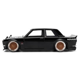 DCD 1973 Datsun 510 in Black with Gold Wheels JDM Tuners Series 1/24 Diecast Model Car by Jada
