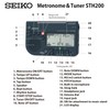 Seiko STH200BP Metronome & Tuner Black Pickup Microphone Set of